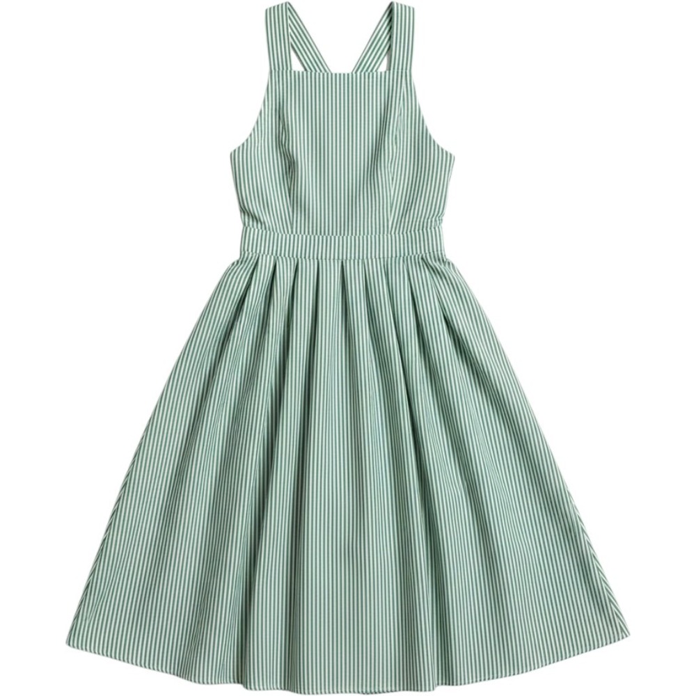 Womens Stripe Pinafore Sundress M Cross Back Cottagecore Prairie Dress